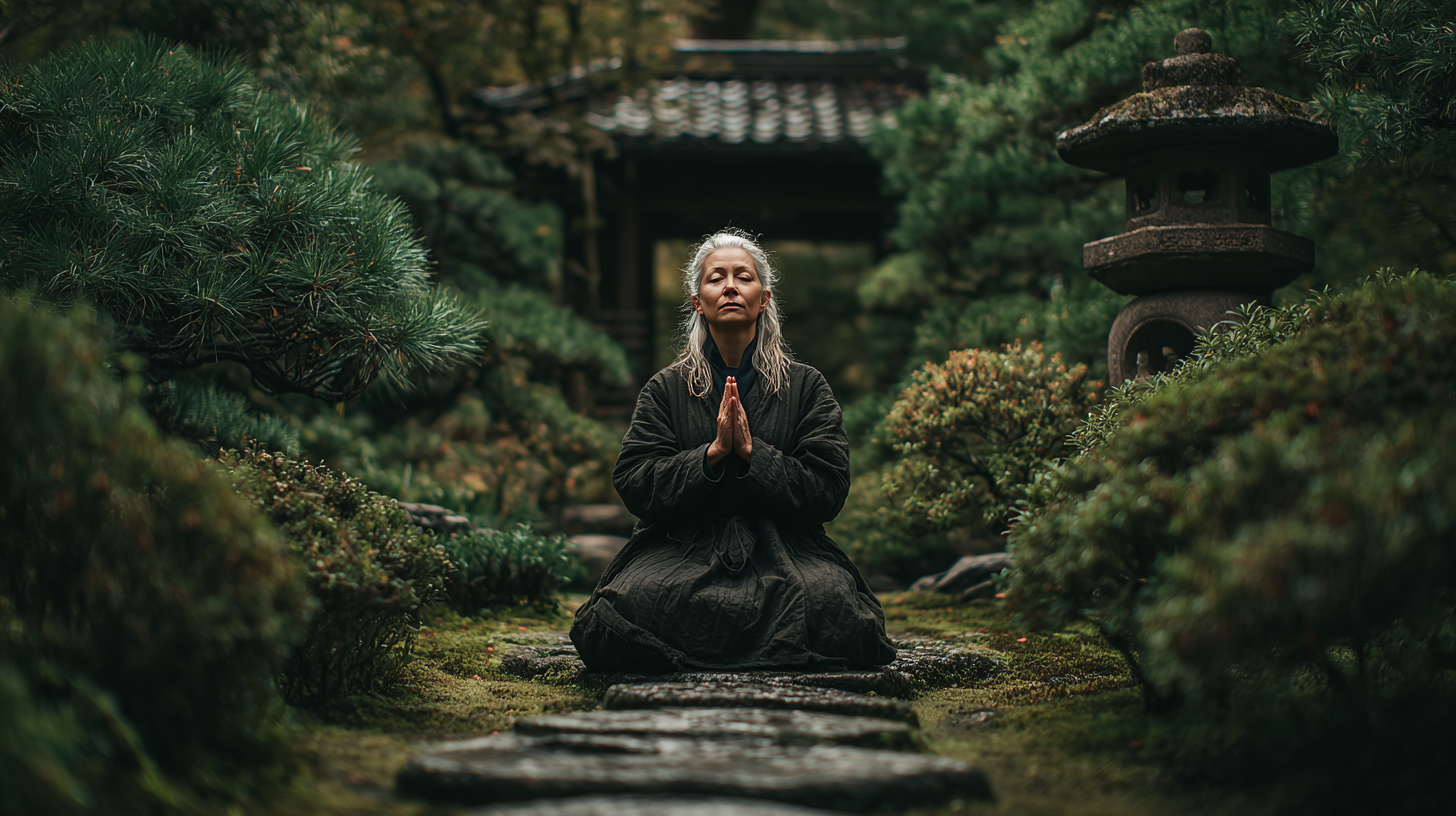 Група людей старшого віку займається йогою в парку